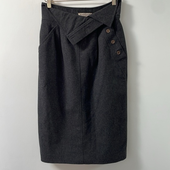 MARELLA Dresses & Skirts - Marella wool pencil midi skirt buttons pocket slit grey made in Italy size S